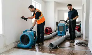 Structural drying equipment removing moisture from a Garland, TX home after water damage